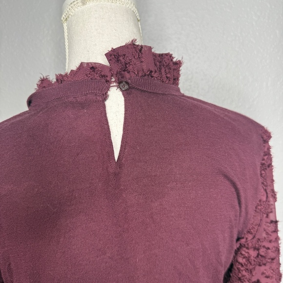 Pre-Owned Burgundy plum 14th & Union pullover sweater sleeve design Large -cp - Picture 7 of 9